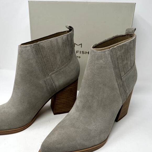 Marc Fisher LTD Orlanda Grey Suede Leather Block Heel Womens Bootie 10M New - Picture 8 of 11